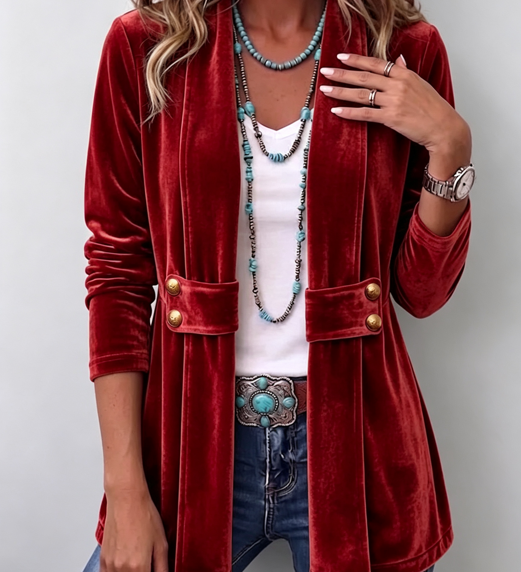Katrin™ | Offener Blazer mit Glanz