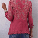 Manuela™ | Blazer in Beere mit Paisleymuster