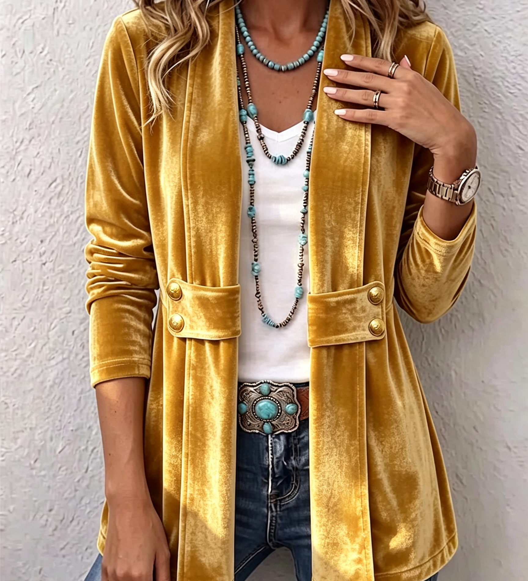 Katrin™ | Offener Blazer mit Glanz