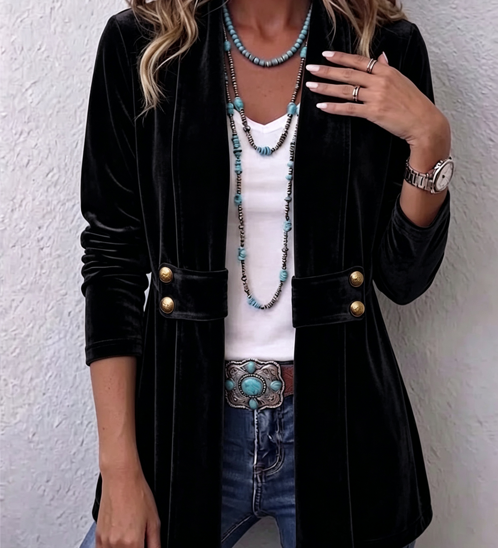 Katrin™ | Offener Blazer mit Glanz