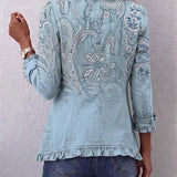 Cornelia™ | Blazer in Hellblau mit Paisleymuster