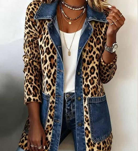 Regina™ | Lange Jacke mit Leopardenmuster
